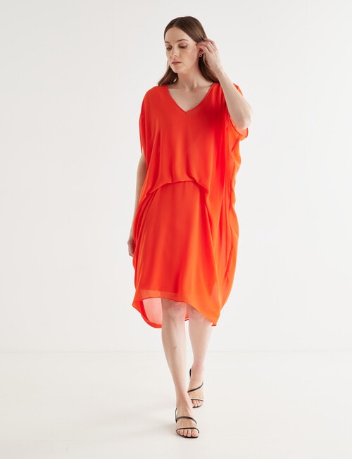 Jigsaw Cascade Tuck Dress, Orange product photo View 03 L