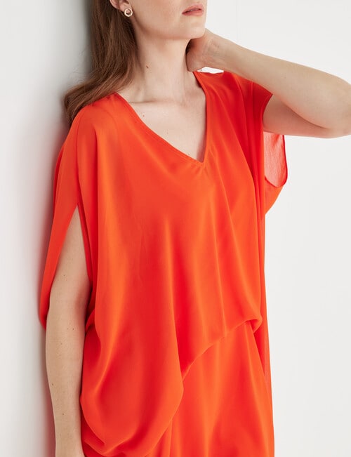 Jigsaw Cascade Tuck Dress, Orange product photo View 04 L