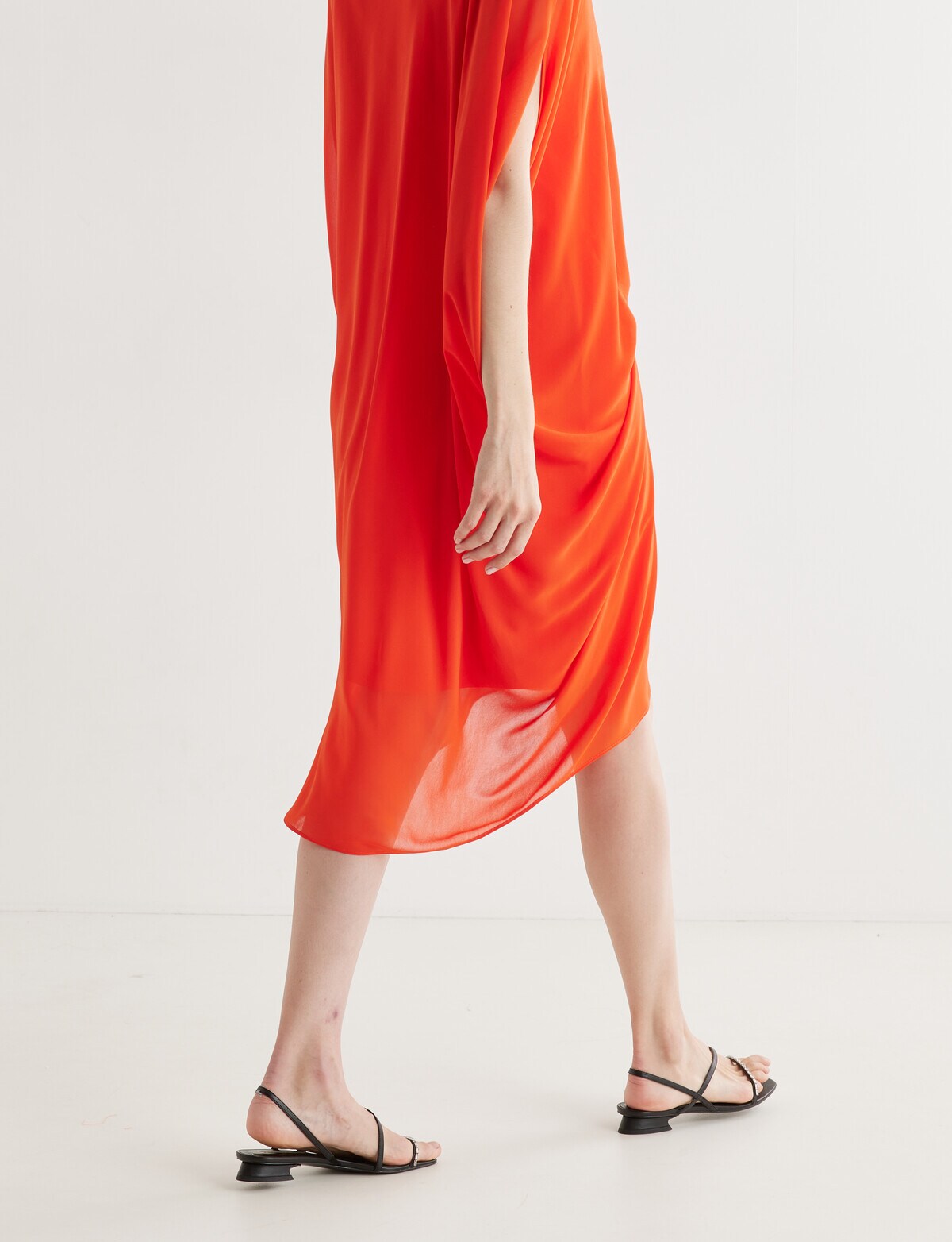 Jigsaw Cascade Tuck Dress, Orange Dresses