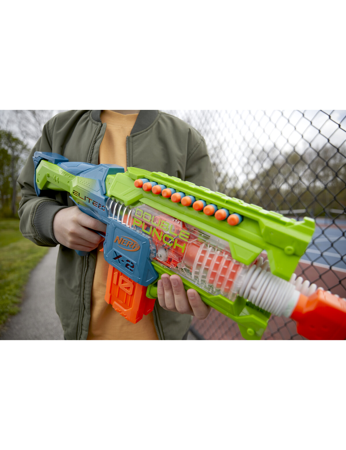 Nerf Elite 2.0 Double Punch Motorized Dart Blaster - Trampolines, Scooters  & Outdoor Toys