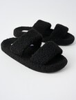 Whistle Sleep Teddy Double Strap Slide Slippers, Black product photo View 02 S