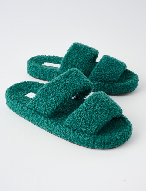Whistle Sleep Teddy Double Strap Slide Slippers, Jade product photo View 02 L