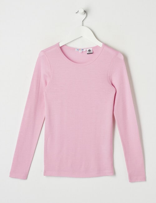 Blue Ink Merino Unisex Long Sleeve Top, Pink product photo