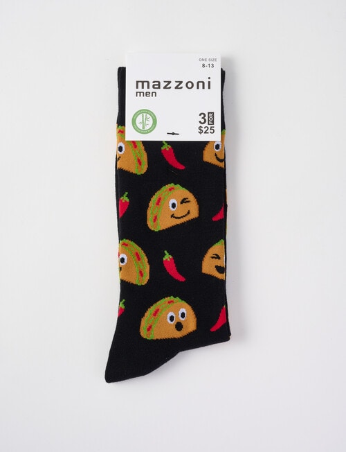 Mazzoni Viscose Bamboo-Blend Taco Face Sock, Black product photo View 02 L