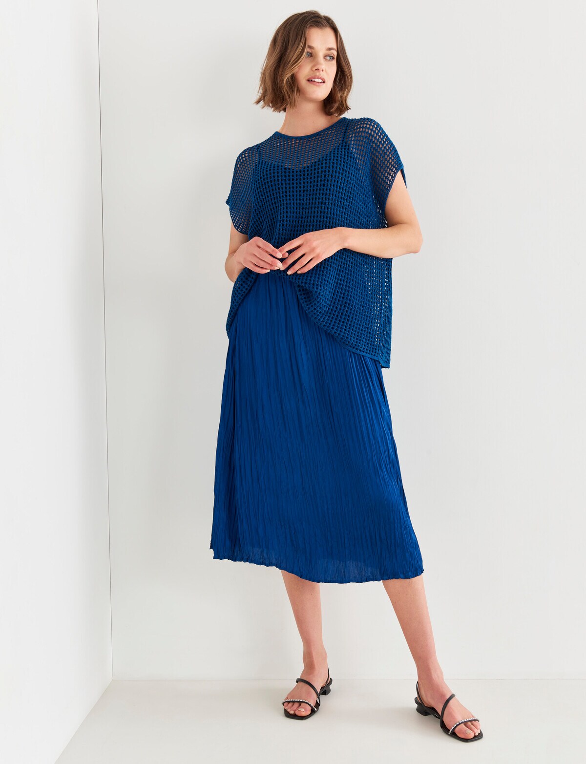 Jigsaw Holey Knitwear Top, Teal Tops