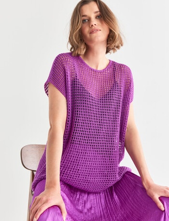 Jigsaw Holey Knitwear Top, Orchid product photo
