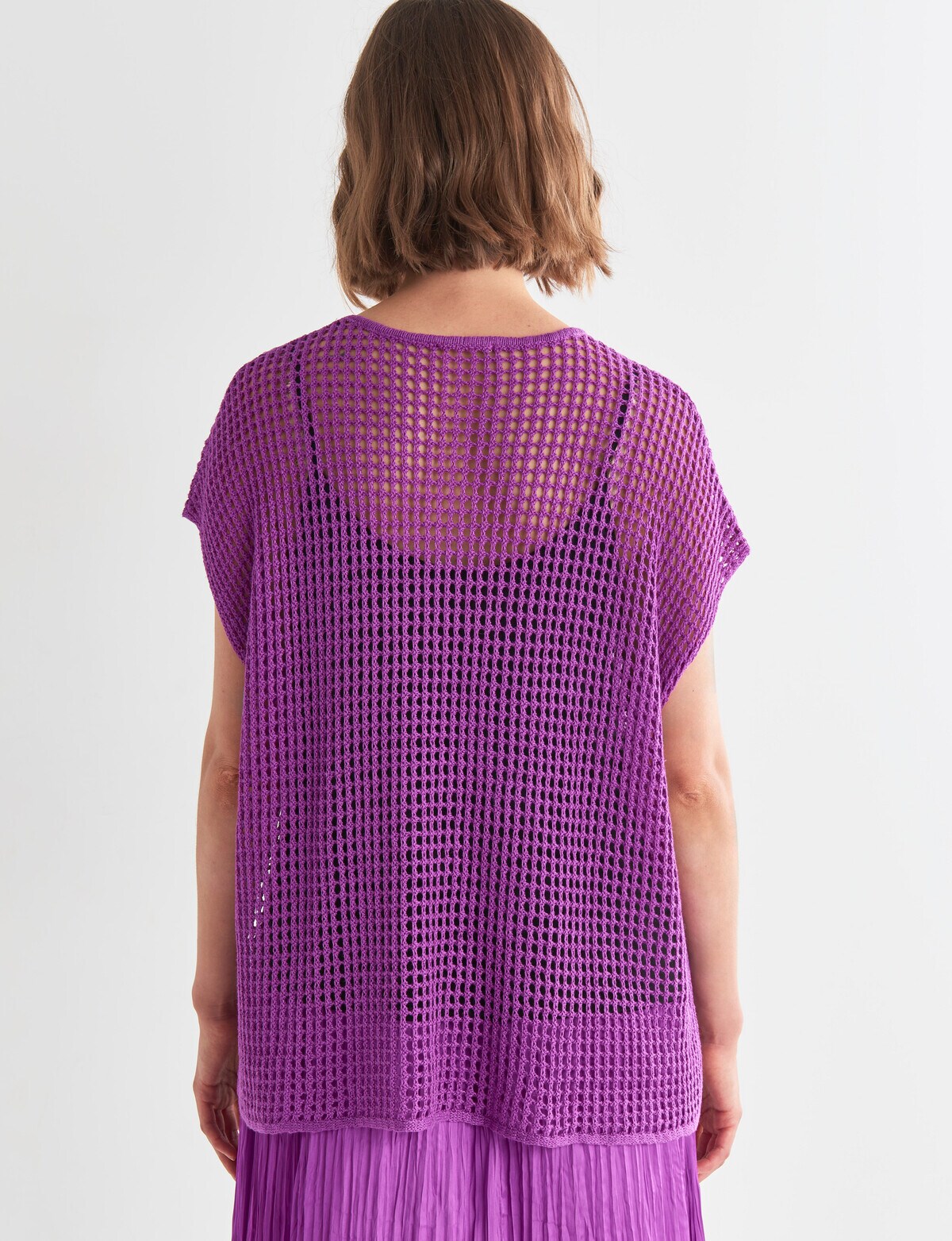 Jigsaw Holey Knitwear Top, Orchid Tops