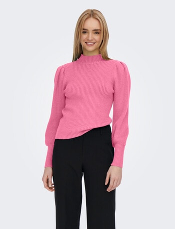 ONLY Katia Long Sleeve High-neck Knit Pullover, Azalea Pink product photo