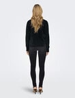 ONLY Ella Piumo Long Sleeve V-Neck Knit, Black product photo View 03 S