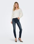 ONLY Ella Piumo Long Sleeve V-Neck Knit, Cloud Dancer product photo View 02 S