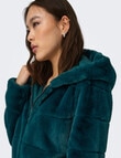 ONLY Newchris Fur Hooded Jacket, Dark Sea product photo View 02 S