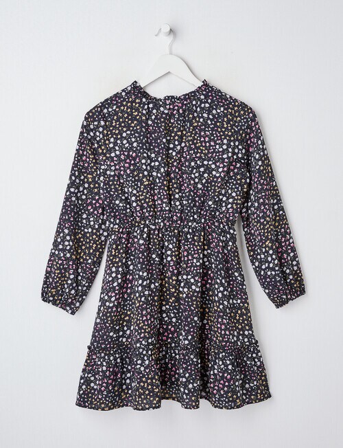 Switch Long Sleeve Chiffon Dress Floral, Navy product photo View 02 L