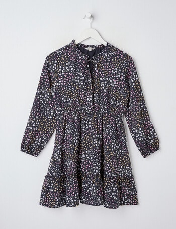Switch Long Sleeve Chiffon Dress Floral, Navy product photo
