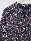 Switch Long Sleeve Chiffon Dress Floral, Navy product photo View 03 S