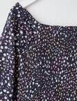 Switch Long Sleeve Shirred Top Floral, Navy product photo View 02 S