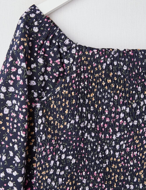 Switch Long Sleeve Shirred Top Floral, Navy product photo View 02 L