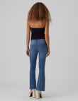 Vero Moda Scarlet Mid Rise Flared Jeans, Medium Blue Denim product photo View 03 S