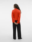 Vero Moda Saba Long Sleeve High Neck Pullover, Tangerine Tango product photo View 02 S