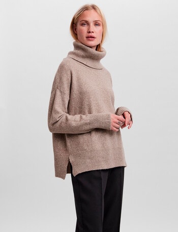 Vero Moda Doffy Long Sleeve Cowl Neck Pullover, Sepia Tint product photo