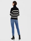 Vero Moda Saba Stripe Long Sleeve High Neck Sweater, Black product photo View 03 S