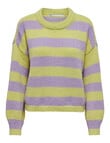 ONLY Bubble Life Long Sleve Stripe Knit Round Neck Jumper, Pale Lime Yellow product photo