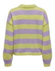 ONLY Bubble Life Long Sleve Stripe Knit Round Neck Jumper, Pale Lime Yellow product photo View 02 S