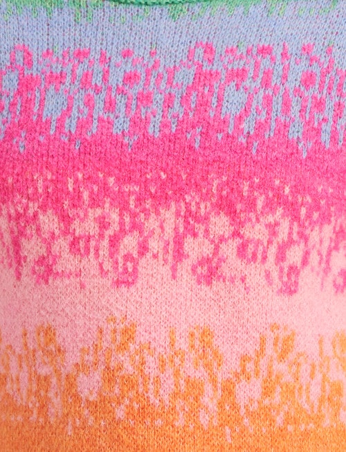 ONLY Gita Long Sleeve Round Neck Knit Sweater, Fuchsia Purple product photo View 03 L