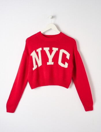 Switch NYC Cropped Knit Jumper, Red product photo