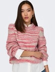 ONLY Carma Long Sleeve Knit Pullover, Pink & Pumice Stone product photo