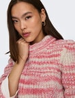 ONLY Carma Long Sleeve Knit Pullover, Pink & Pumice Stone product photo View 03 S