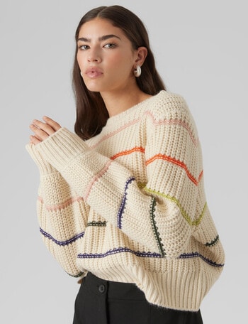 Vero Moda Debbie Long Sleeve O-Neck Pullover, Birch product photo