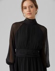 Vero Moda Gaila Long Sleeve V-Neck Maxi Dress, Black product photo View 03 S