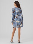 Vero Moda Brita Berta Long Sleeve Short Wrap Dress, Coronet Blue product photo View 02 S