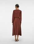 Vero Moda Brita Berta Long Sleeve Midi Dress, Chocolate Fondant product photo View 02 S