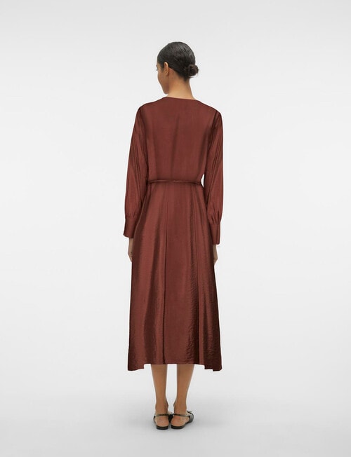 Vero Moda Brita Berta Long Sleeve Midi Dress, Chocolate Fondant product photo View 02 L
