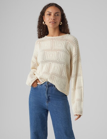 Vero Moda Oda Long Sleeve O-Neck Pullover, Birch product photo
