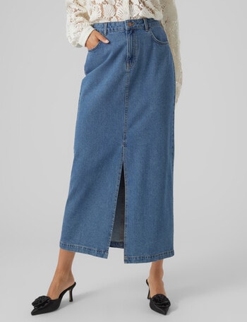 Vero Moda Denim Just High Rise Ankle Skirt, Medium Blue Denim product photo
