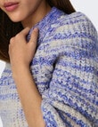 ONLY Carma Long Sleeve Knit Pullover, Blue & Pumice Stone product photo View 03 S