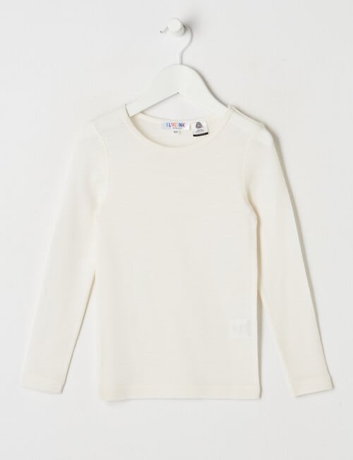 Blue Ink Merino Unisex Long Sleeve Top, Winter White product photo