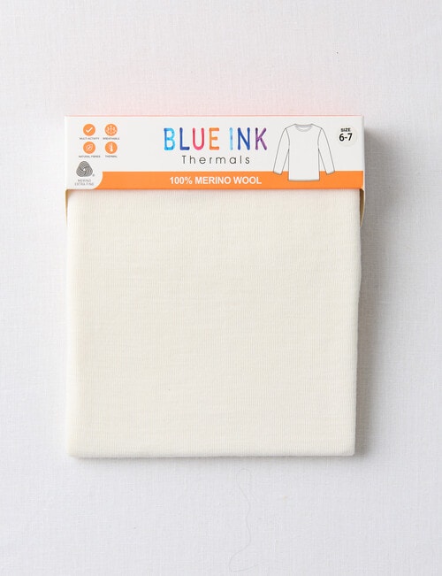 Blue Ink Merino Unisex Long Sleeve Top, Winter White product photo View 02 L