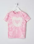 Switch Heart Tie Dye Short Sleeve Rib Tee, Light Pink product photo