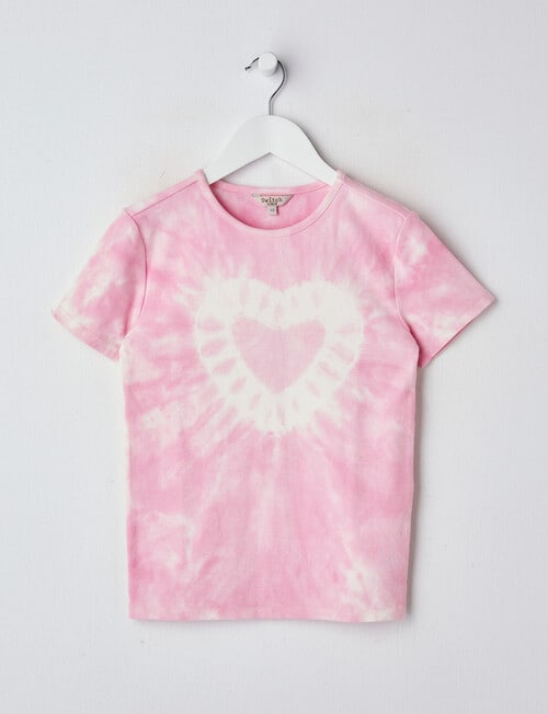Switch Heart Tie Dye Short Sleeve Rib Tee, Light Pink product photo