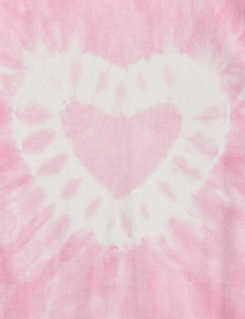 Switch Heart Tie Dye Short Sleeve Rib Tee, Light Pink product photo View 02 L
