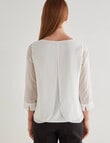 Oliver Black 3/4 Sleeve Double Layer Top, Ivory product photo View 02 S
