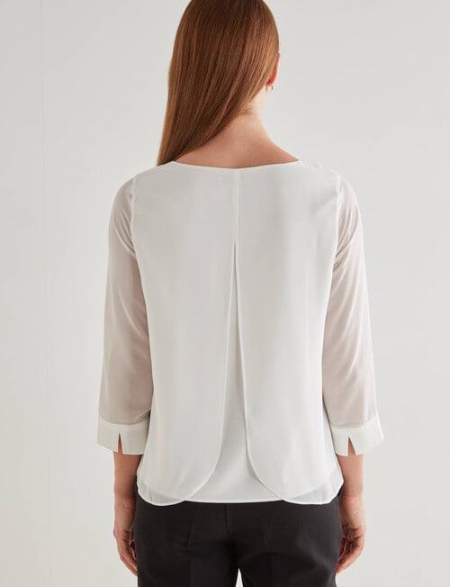 Oliver Black 3/4 Sleeve Double Layer Top, Ivory product photo View 02 L
