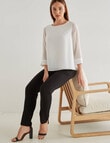 Oliver Black 3/4 Sleeve Double Layer Top, Ivory product photo View 03 S