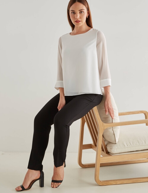 Oliver Black 3/4 Sleeve Double Layer Top, Ivory product photo View 03 L