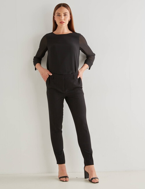 Oliver Black 3/4 Sleeve Double Layer Top, Black product photo View 03 L