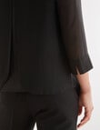 Oliver Black 3/4 Sleeve Double Layer Top, Black product photo View 04 S