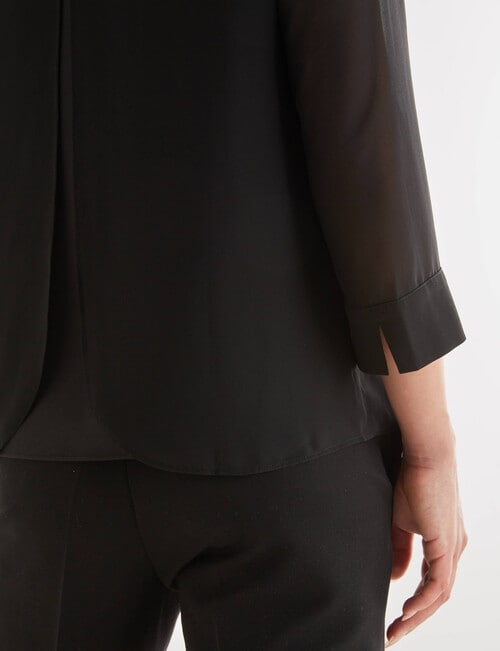 Oliver Black 3/4 Sleeve Double Layer Top, Black product photo View 04 L
